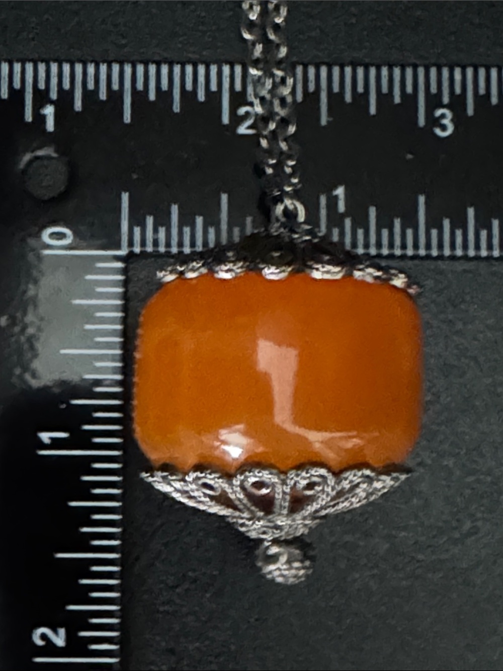 VTG Moroccan Statement Necklace Faux Chunky Butterscotch Copal Resin Silvertone - Picture 6 of 7